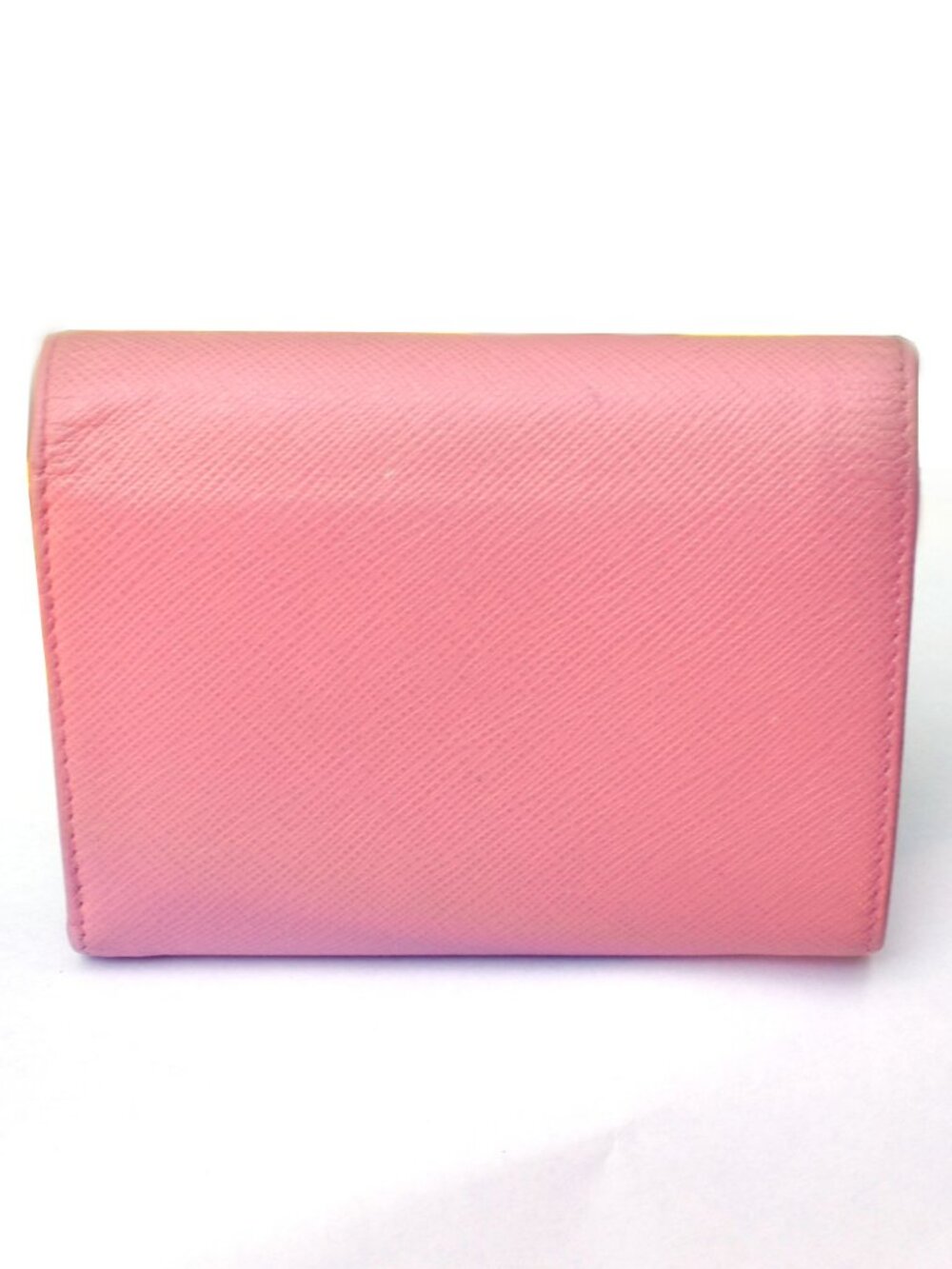 Prada Pink Saffiano Leather Bow Flap Trifold Wallet - Picture 10 of 12